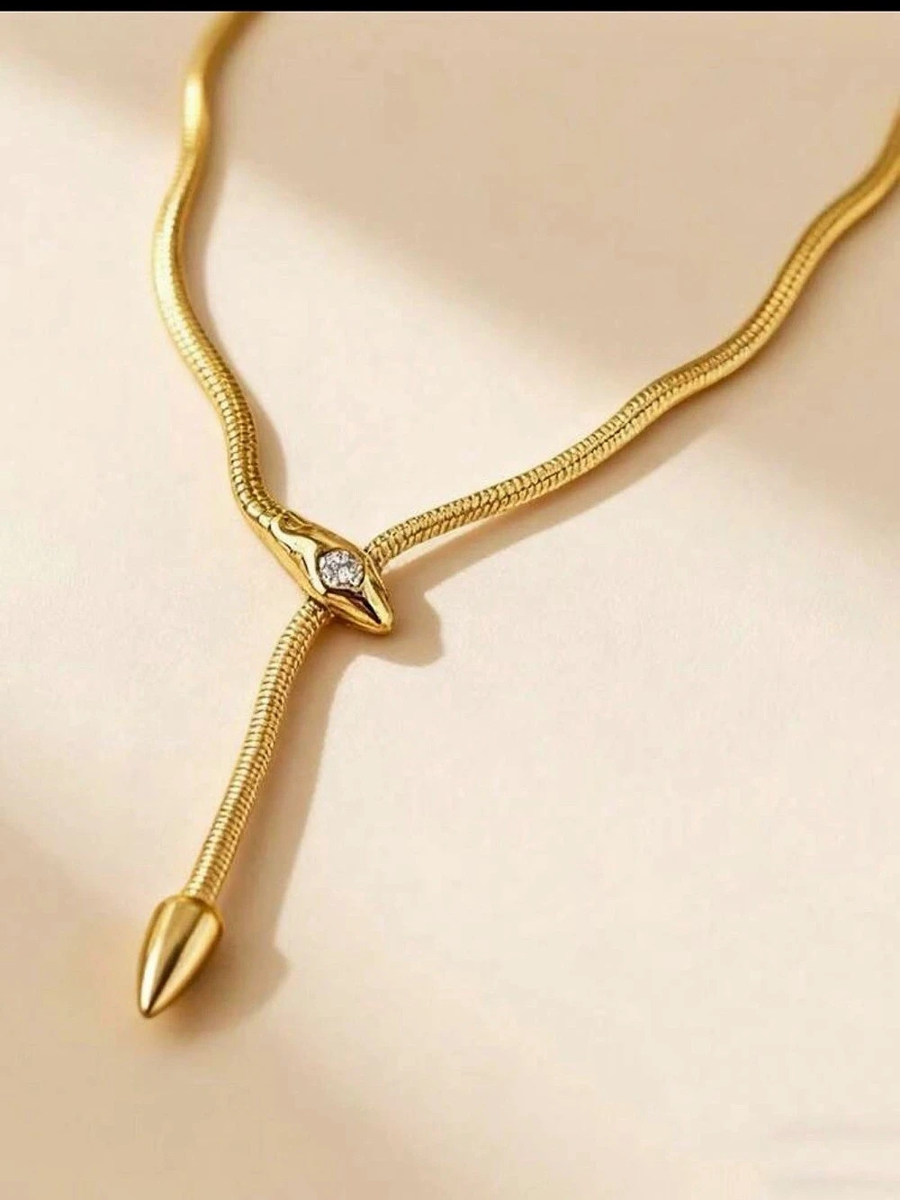 Gold Serpent Snake  Y-Drop Necklace